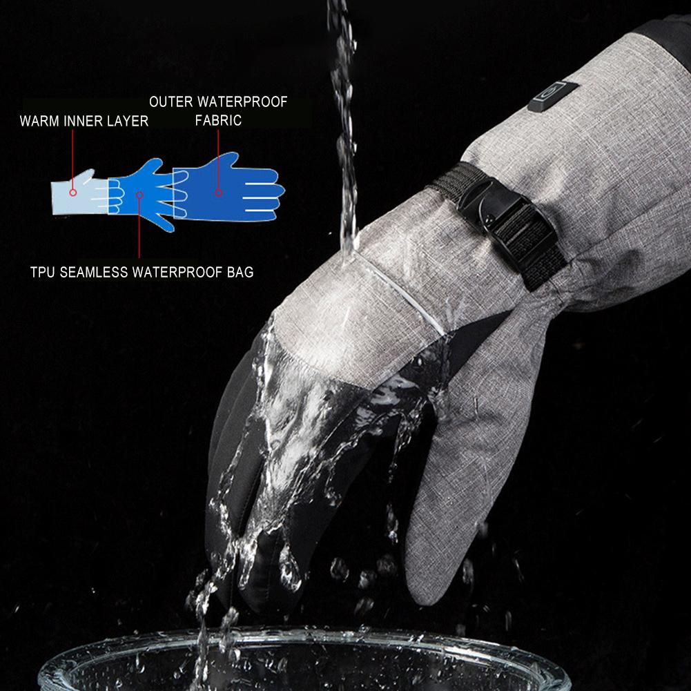 Winter Electric Heated Gloves Hand Warmer Heating Glove With 2 Battery Box Rechargeable Waterproof Thermal Gloves for Hiking Ski