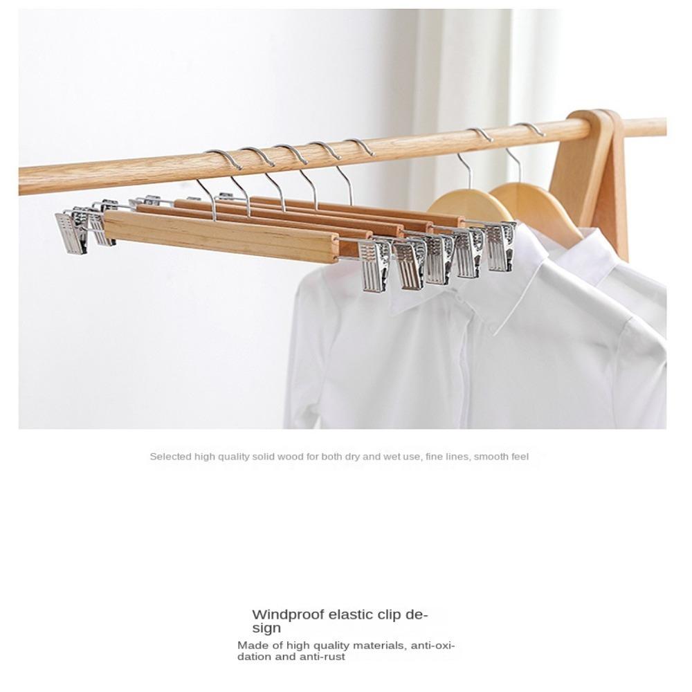 No Trace Solid Wooden Hanger Wood Trouser Hanger with Clip High Quality Pants Clips