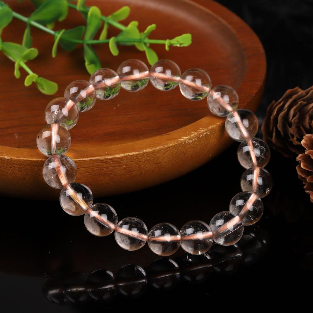 Natural Golden Rutilated Quartz Round Bead Bracelet - DIY Rutilated Quartz Beaded Jewelry
