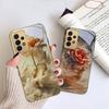 Vintage Wüstenrosa Rose Für Samsung A 01 52S A04 A05S A10 A12 13 22 23 24 36 42 M02 Note 10 20Ultra 8 9 Goldene Glas-Handyhülle