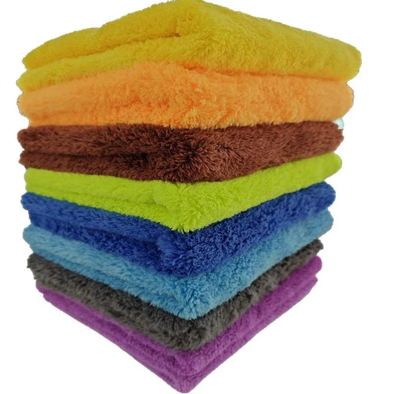 40x40cm Borderless Microfiber Automotive Towel Details Dry Cleaning Polishing Towel Plush Absorbent Microfiber Cloth