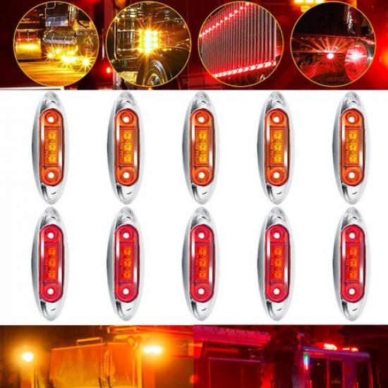 10Pcs Amber Clearance Side LED Marker Light Car For Truck Trailer Pickup 12V 24V