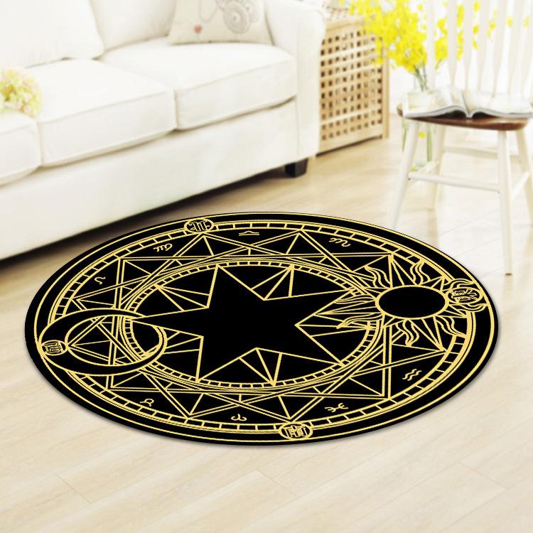 Astrologie Fliegender Teppich Matte Teppich Tierkreis Sonne Mond Heimdekoration Rundes Mystisches Design Wohnzimmer Bodenmatte mit Sternensymbolen