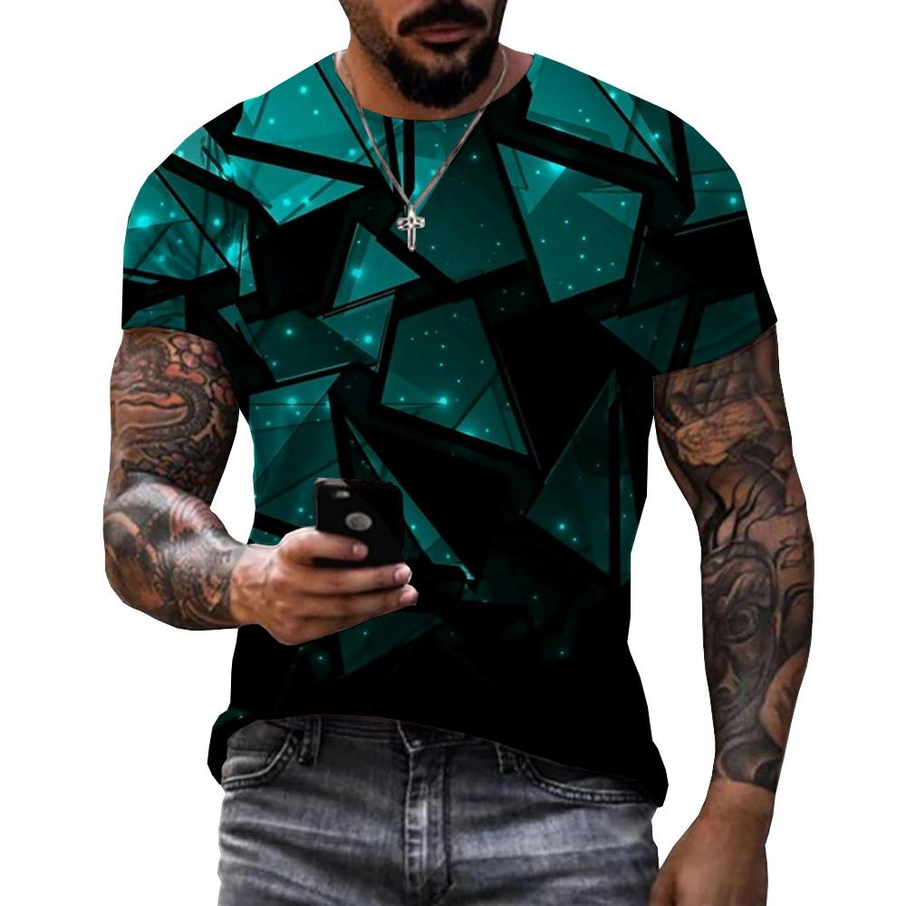 Men's 3D dazzling pattern chip printed T-shirt for both men and women, summer fashion trend T-shirt, casual oversized T-shirt