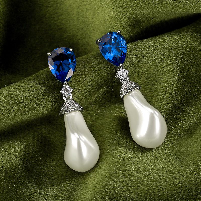 Jewelry Earrings S925 Silver Needle Water Drop Imitation Pearl Style Baroque Retro Female Fashion Luxury