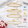 Non Tarnish Stainless Steel Bracelet Gold Plated Stackable for Women, Thin Herringbone Chain Bracelet Waterproof Jewelry Gift