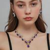 Leaf-shaped Diamond Zircon Necklace Earring Wedding Jewelry Earrings Jewelry Set Ladies' Sparkling Flower Necklace