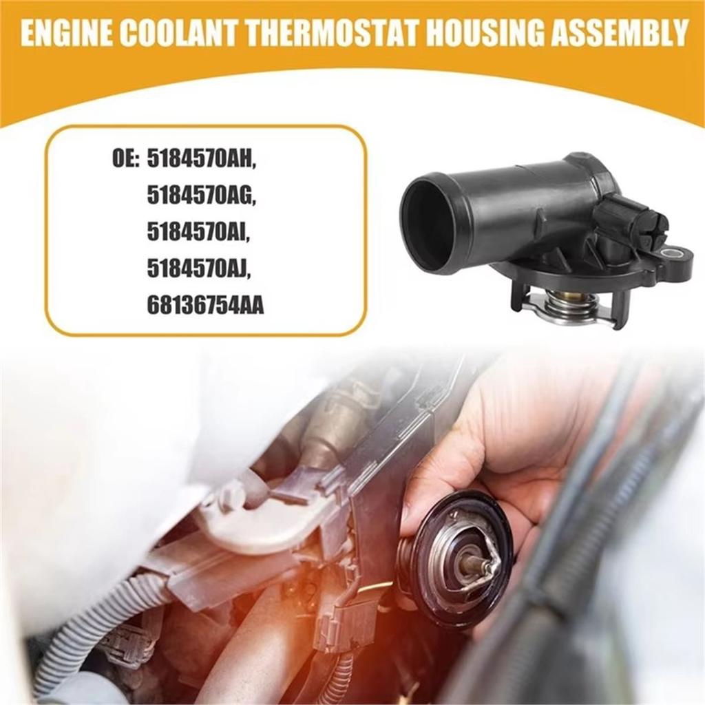 DT09 05184570AJ Car Engine Coolant Thermostat Housing Assy for Jeep Grand Cherokee Wrangler Durango 3.6 3.0 Fuel Injectors 6