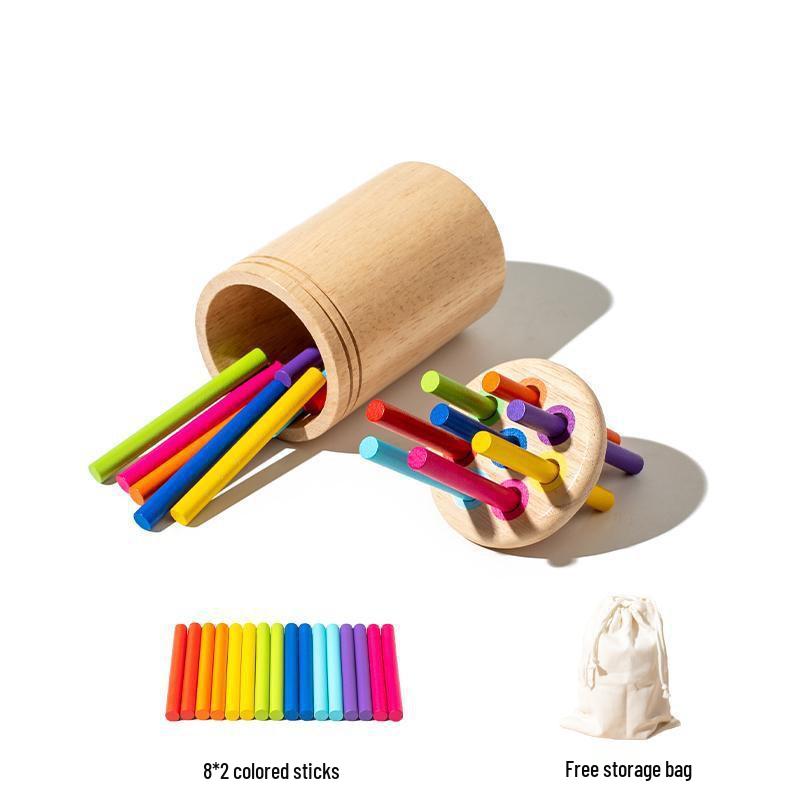 Montessori Wooden Color and Shape Sorting Cup Set for Early Learning and Grip Development 