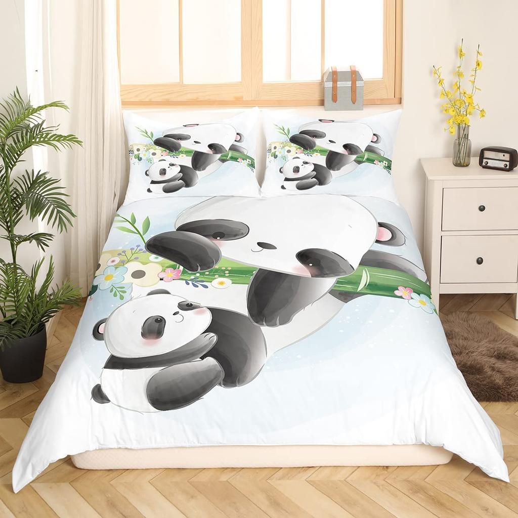 Pink Cute Animals Comforter Cover Set,Cartoon Elephant Duvet Covers for Kid Boy Girl Child King Queen Size Polyester Bedding Set