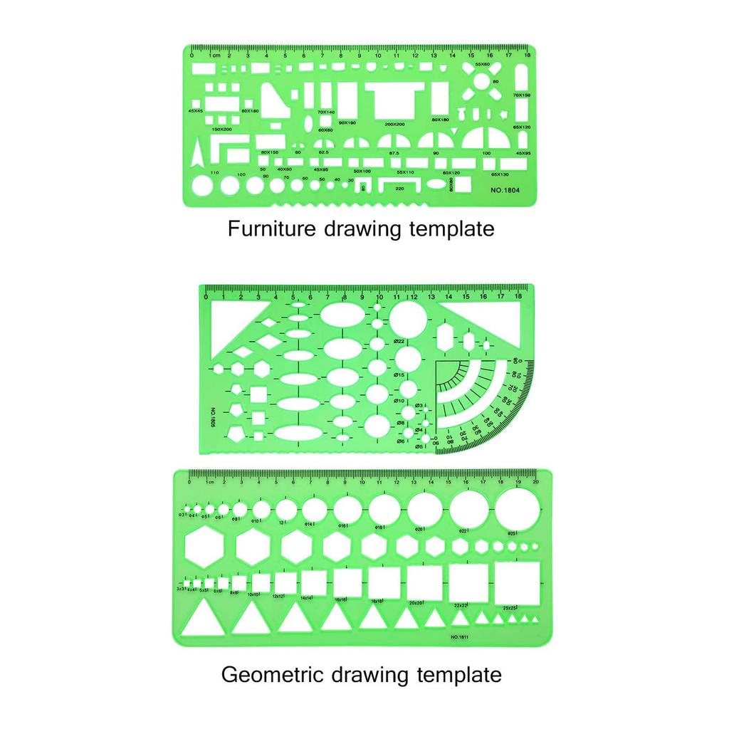 6 Pieces Architectural Drawing Template Set Professional Drafting Ruler Kit for Architects Engineers Circles Arcs Tools
