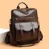 PU Backpack Women's Retro Schoolbag Multi-functional Shoulder Bag