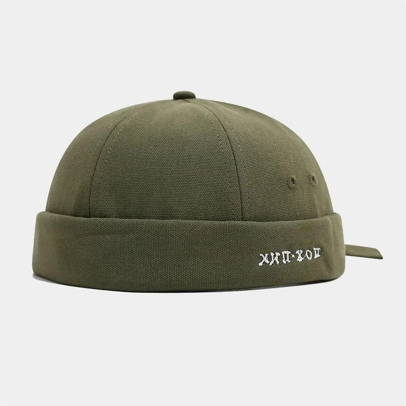 LDSLYJR Four Seasons Cotton Letter Docker Cap Brimless Hat Beanie Hats Landlord Sailor Cap Men and Women 217