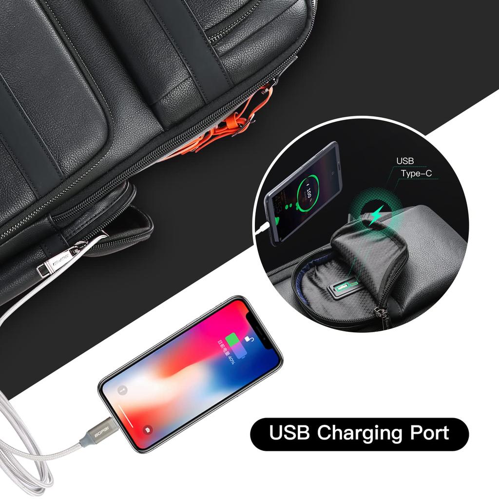 BOPAI Men's Commuter Backpack, 15.6-inch Laptop Backpack with USB Charging Port, Large Capacity, Day Bag, Laptop Backpack, Black