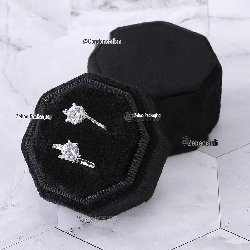 Octagonal Velvet Jewelry Box for Wedding or Proposal Rings