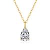 925 Sterling Silver 1CT Pear Cut Moissanite Pendant Necklace for Women – 14K Gold Plated Solitaire Jewelry