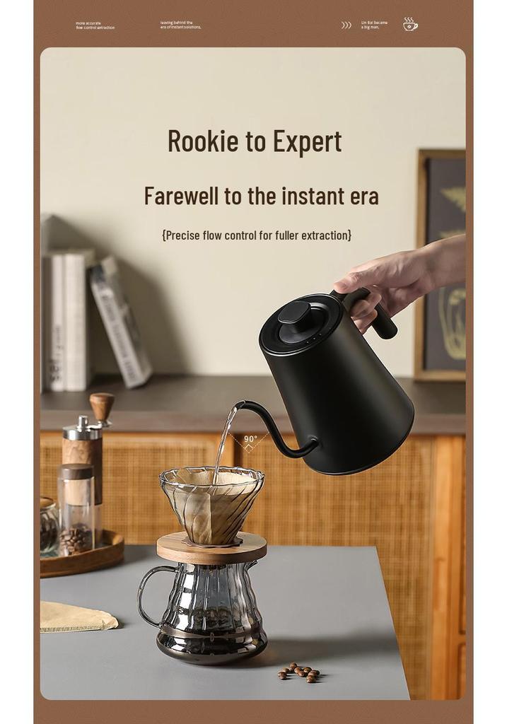 Smart Temperature Control Electric Kettle with Long Spout for Hand Drip Coffee, 110V/220V, Keep Warm Feature