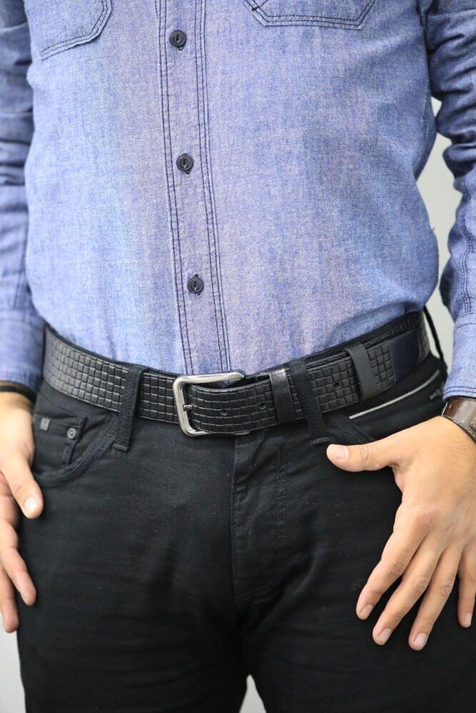 

Guard Black Mesh Pattern Leather Belt 34 чёрный
