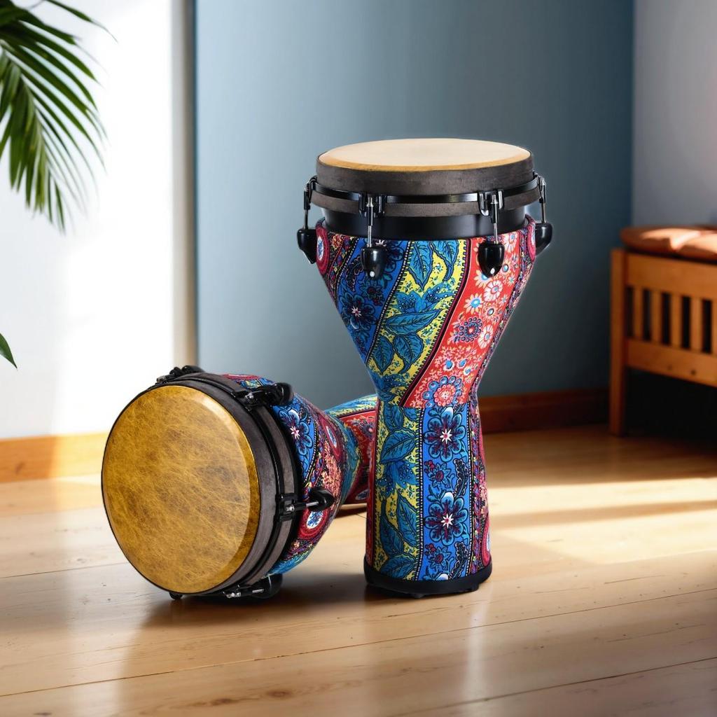 Lightweight 10"-12" African Hand Drum with Mechanical Tuning, Perfect for Performances, Teaching, and Customizable Playing.