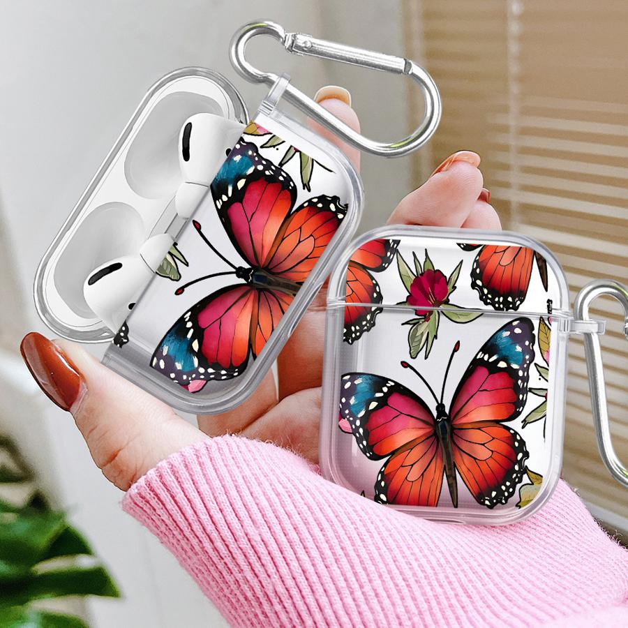 Red Blue Butterfly Clear Earphone Cases Cover Case For Airpods Pro3 1 Pro Pro2 4 2 3