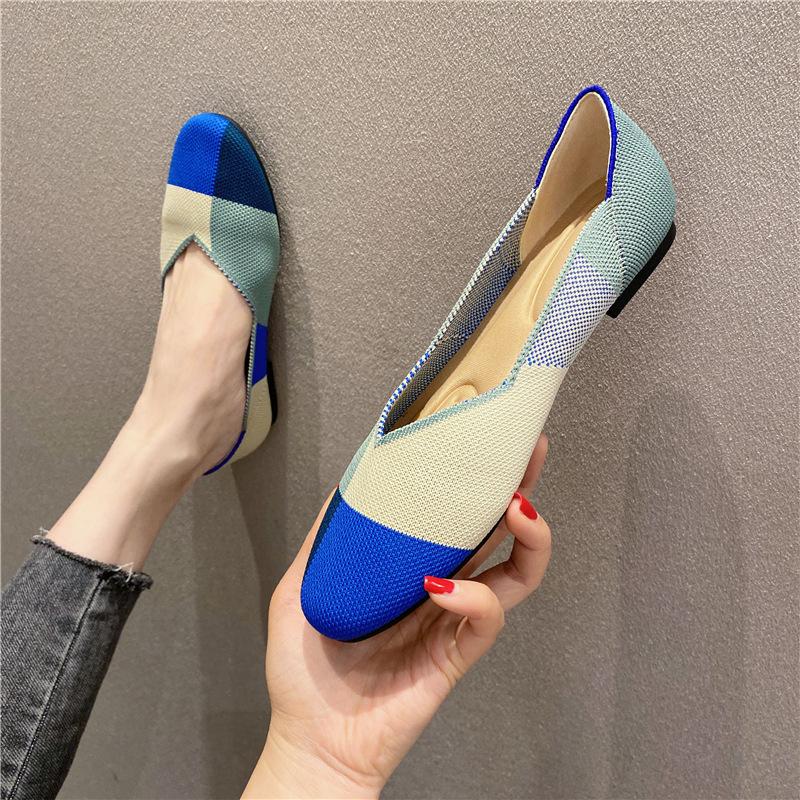 Neue lässige Doudou-Schuhe mit flachem Boden, fly-gewebte Damenschuhe, Einzelne Schuhe, atmungsaktiv, verschleißfest und rutschfest