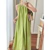 Holiday style lemon green sleeveless vest dress women's summer new tailoring craft romantic girl medium and long dress