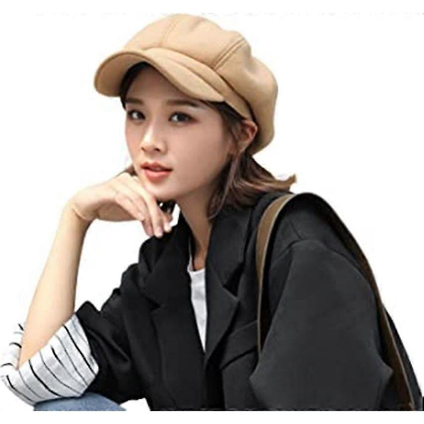 Women's Visor Beret Girls Newsboy Cap Autumn Japanese Painter Hat (Khaki) - DD01