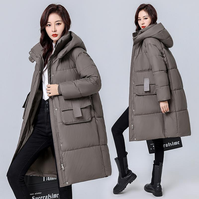 Cotton Jacket Women's Mid-Length 2025 New Winter Korean Version Loose Thickened Cotton Jacket Over the Knee Bread Jacket Korean Jacket