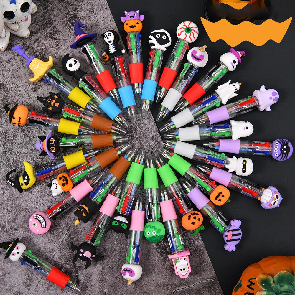 Halloween Themed Ballpoint Pens Bulk Cute Press Type Color Pen Mini Pen Smooth Writing for Halloween Gifts Back-To-School Gifts