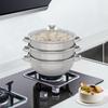 28CM Stainless Steel Steam Cooker Multi-Function 3 Tier Steamer Pot Cookware for Cooking Veg Meat Soups Seafood