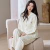 1011 great-looking pajamas women's spring and autumn cotton long-sleeved pullover V-neck cotton autumn and winter loungewear set