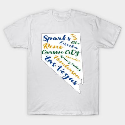 T Shirt Women Nevada Cities Word Art Harajuku Print Kawaii Tshirt Summer Short Sleeve Female T-Shirt Top Tee