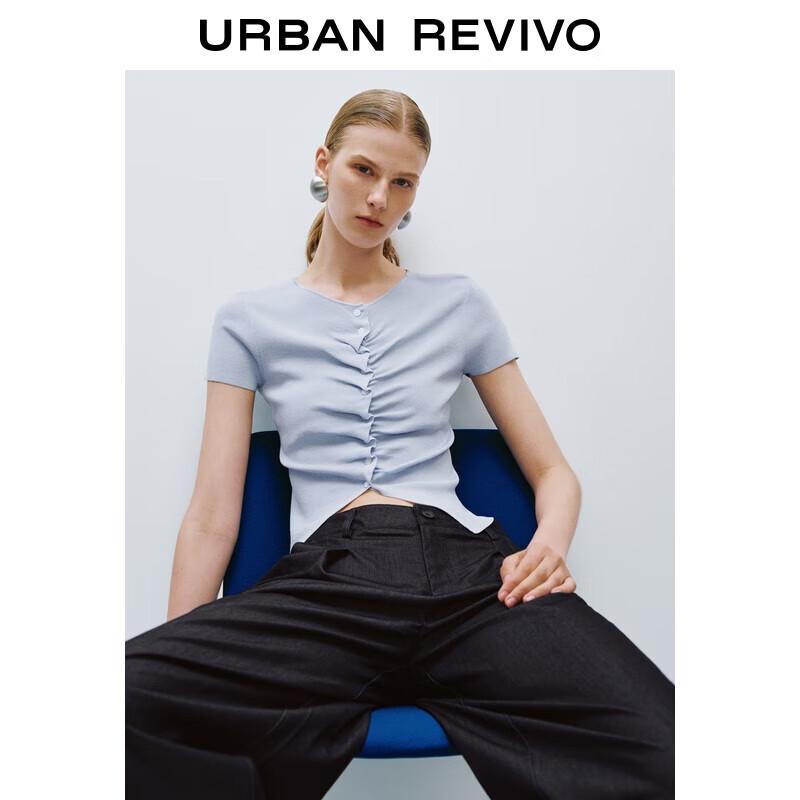 

UR 2025 Весенний Облегающий Плиссированный Вязаный Топ с Разрезом M