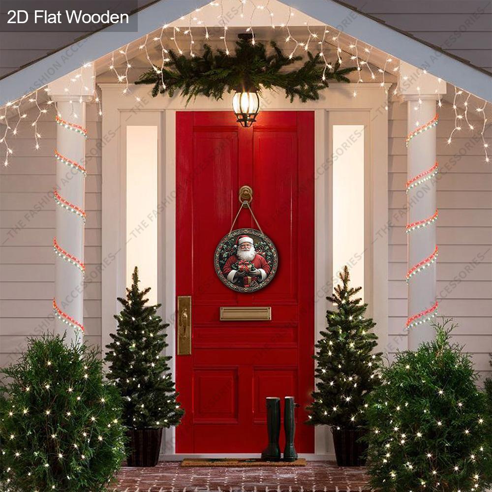 Weihnachtsdekorationsschild, hängende Innendekorationen, Wandkunst, 2D flache Holzprodukte mit Weihnachtsmann-Mustern, Weihnachtsgeschenke für Freunde und Familie