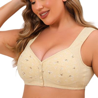 36-48 Large Size Bra Front Buckle Underwear Comfortable No Underwire Seamless Bra Women Underwear Front Deduction Solid Color Plus Size
