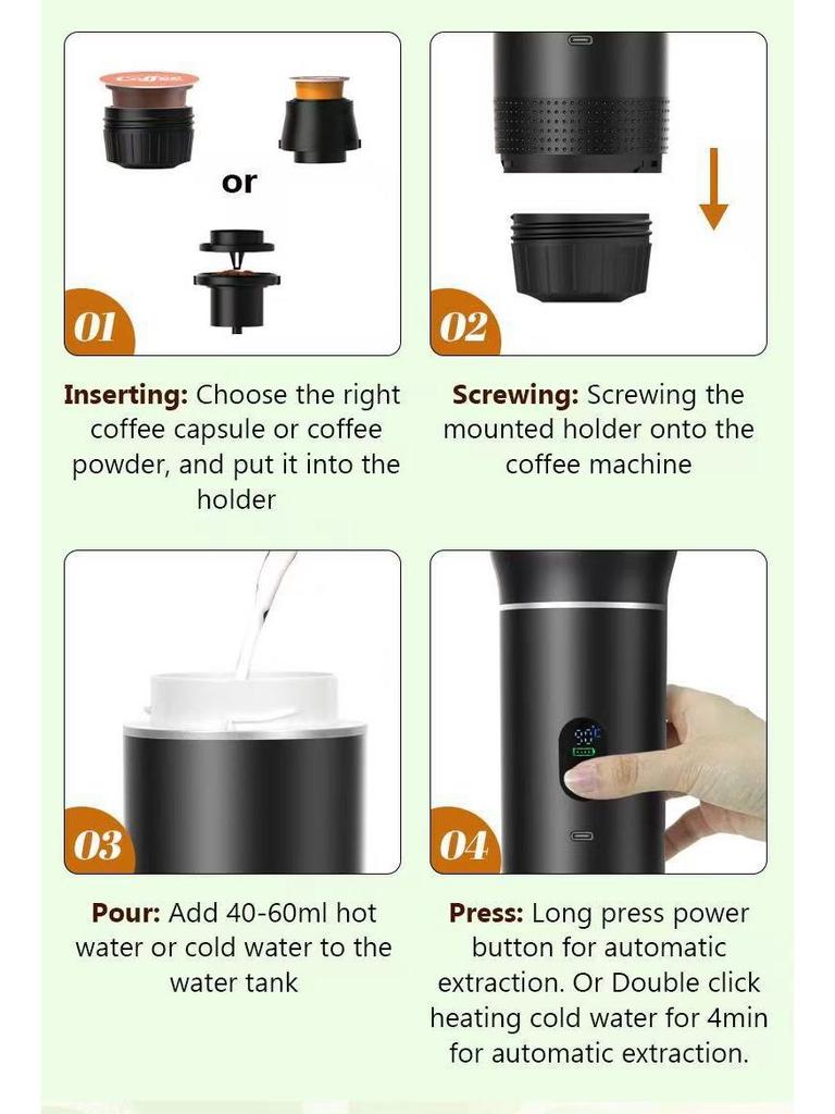 Upgraded Portable Capsule Espresso Machine - Small, Electric, Black