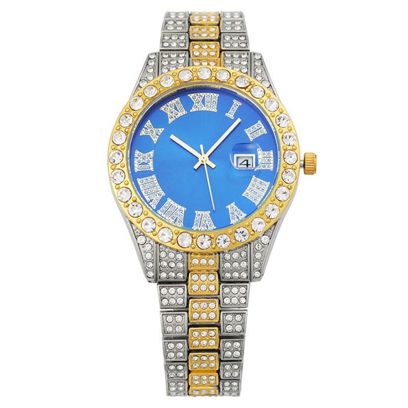 

Womens Alloy Band Watch With Calendar For Formal And Casual Blue Gold Frame