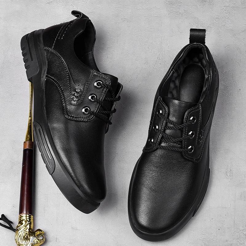 men fashion shoes lace up Retro Oxford shoes men casual derby round toe casual platform thick outsole leather shoes for men