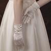 Pearl Decor Full Finger Gloves Ruched Cuff Wedding Accessories Gloves Bridal Gloves  Photoshoot Use