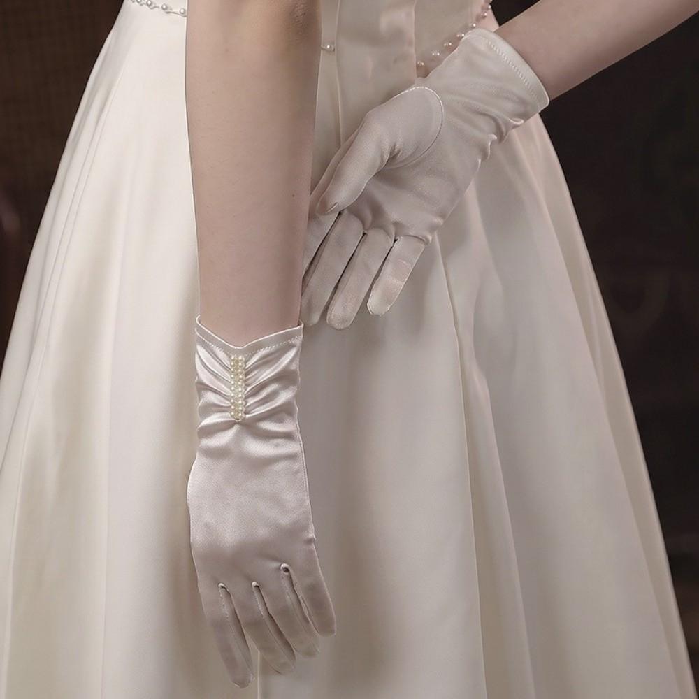 Rüschenmanschette Vollfingerhandschuhe Perlendekor Hochzeitszubehör Handschuhe Studiofotografie Verwendung