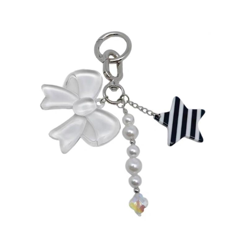 Elegant Alloy Acrylic Bowknot Charm For Bags And Keys Everyday Functionality Keychain Thoughtful Gift Pendant Keyring