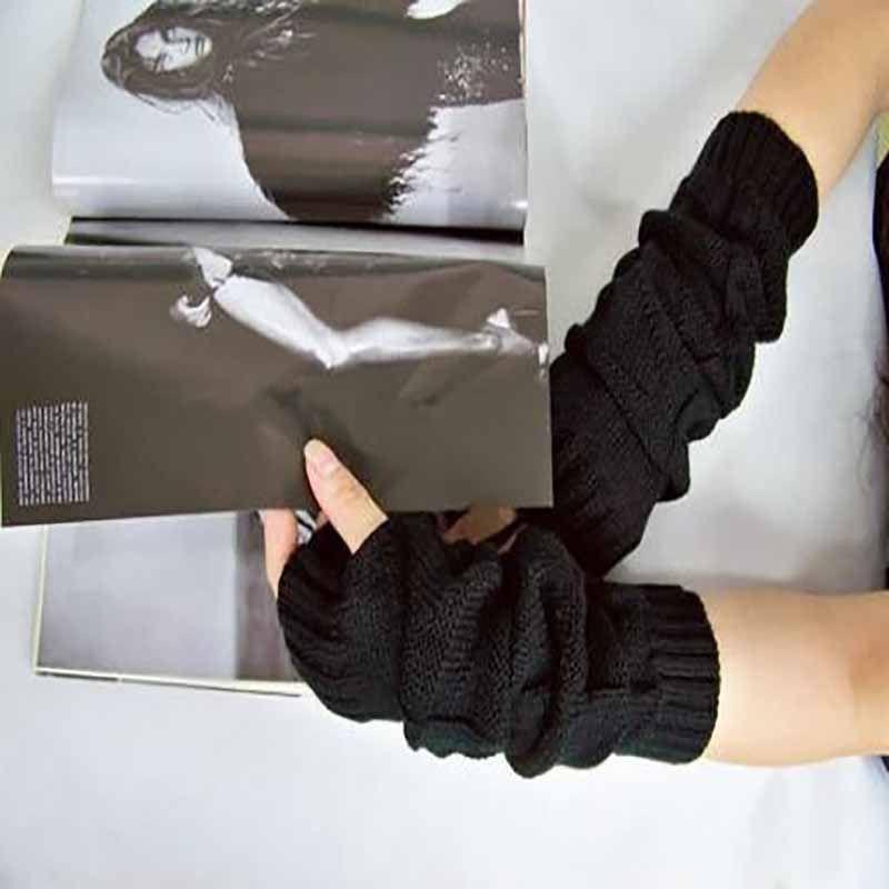 Chic Knitted Crochet Arm Warmers Long Fingerless Gloves For Trendy Women