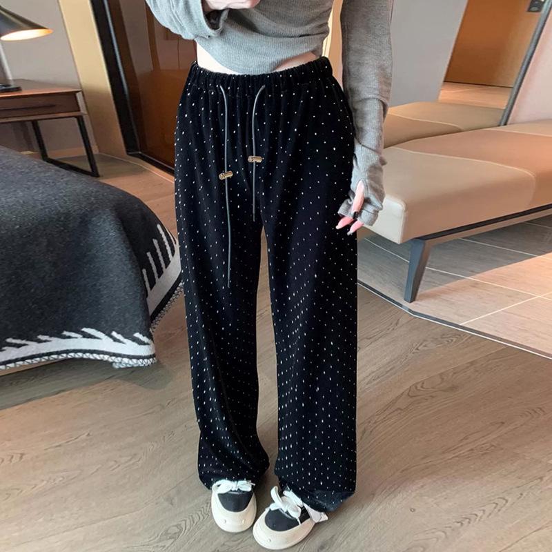 Autumn Maternity Velvet Drawstring Pants: Narrow to Wide Leg Fit