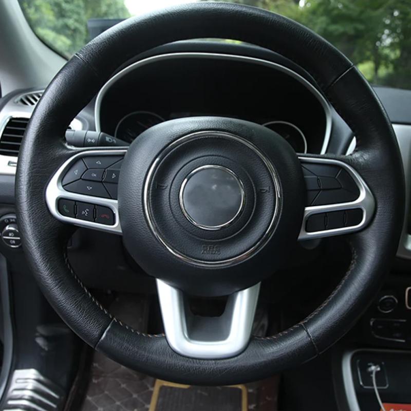 ABS Car Steering Wheel Trim Cover for Jeep Renegade 2015- for Jeep Compass 2017- Interior Sticker Accessories