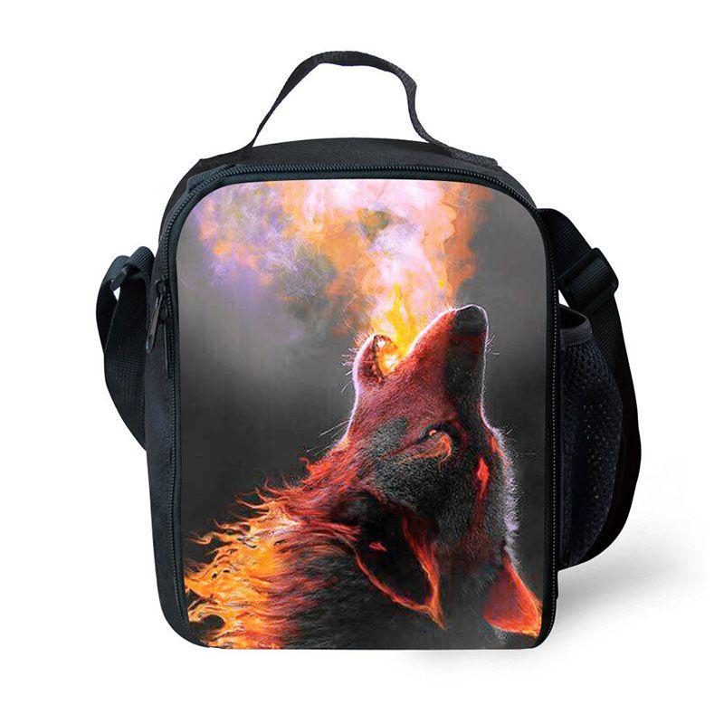 Animal School Lunch Bags Kids Boy's Food Carriers With Soft Handle For Travel