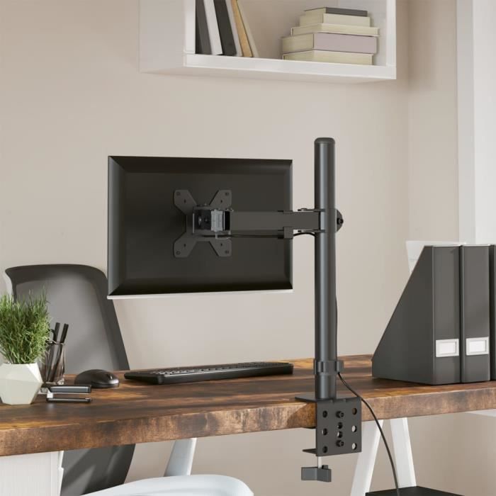 Support de moniteur - VESA - Noir - Réglable en hauteur - Installation facile - Acier robuste