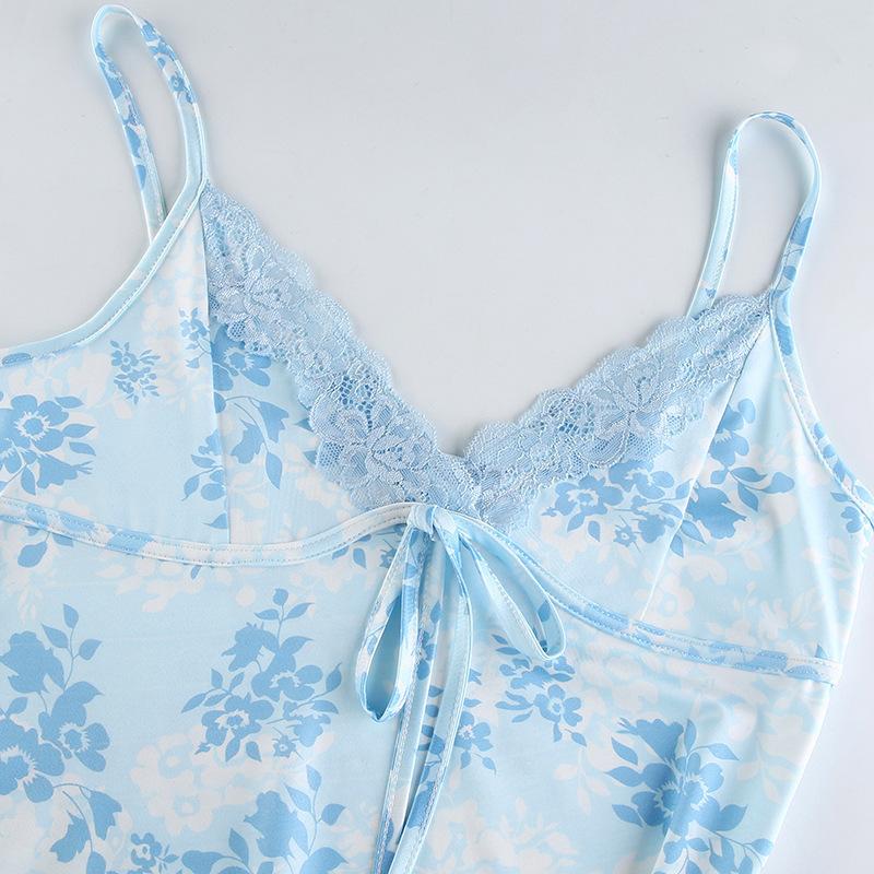 Women's V-neck Mini Dress Printed Dress