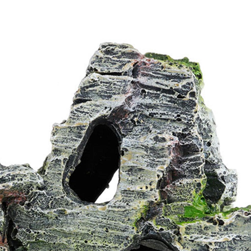Lebendige Aquarium Felsdekoration Fischtank Harz Berglandschaft Stein Ornament Fischversteckhöhle Steindekor mit Moos