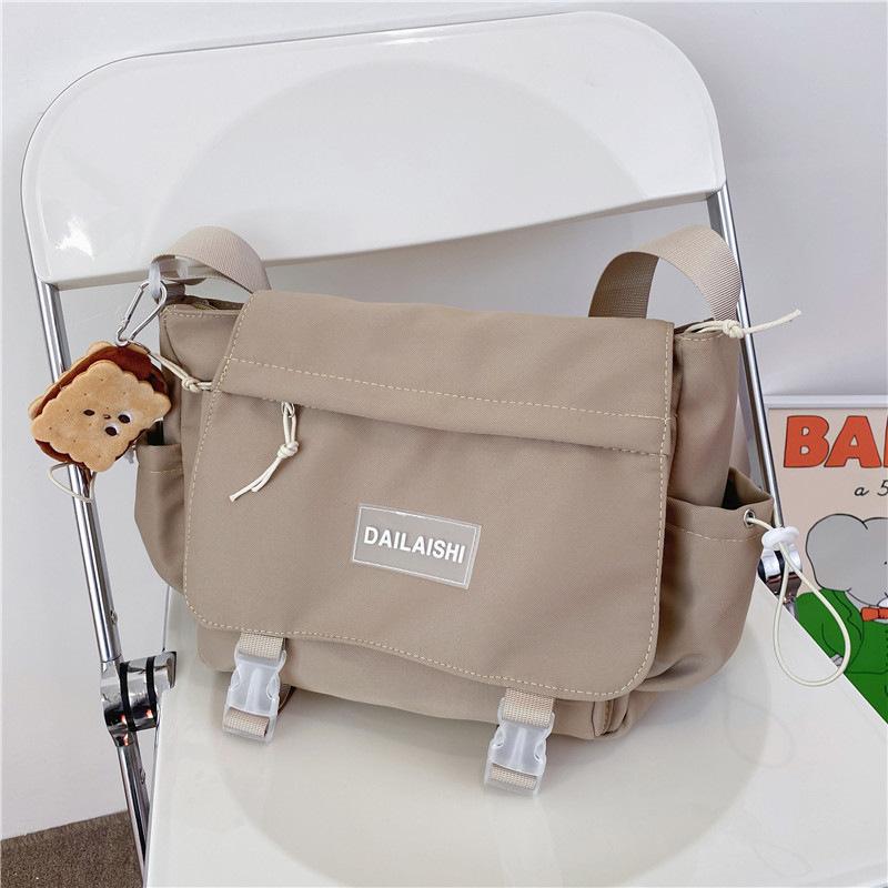 Wind Large-capacity Messenger Bag, Harajuku Simple and Versatile Tooling Style Messenger Bag Student Shoulder Bag