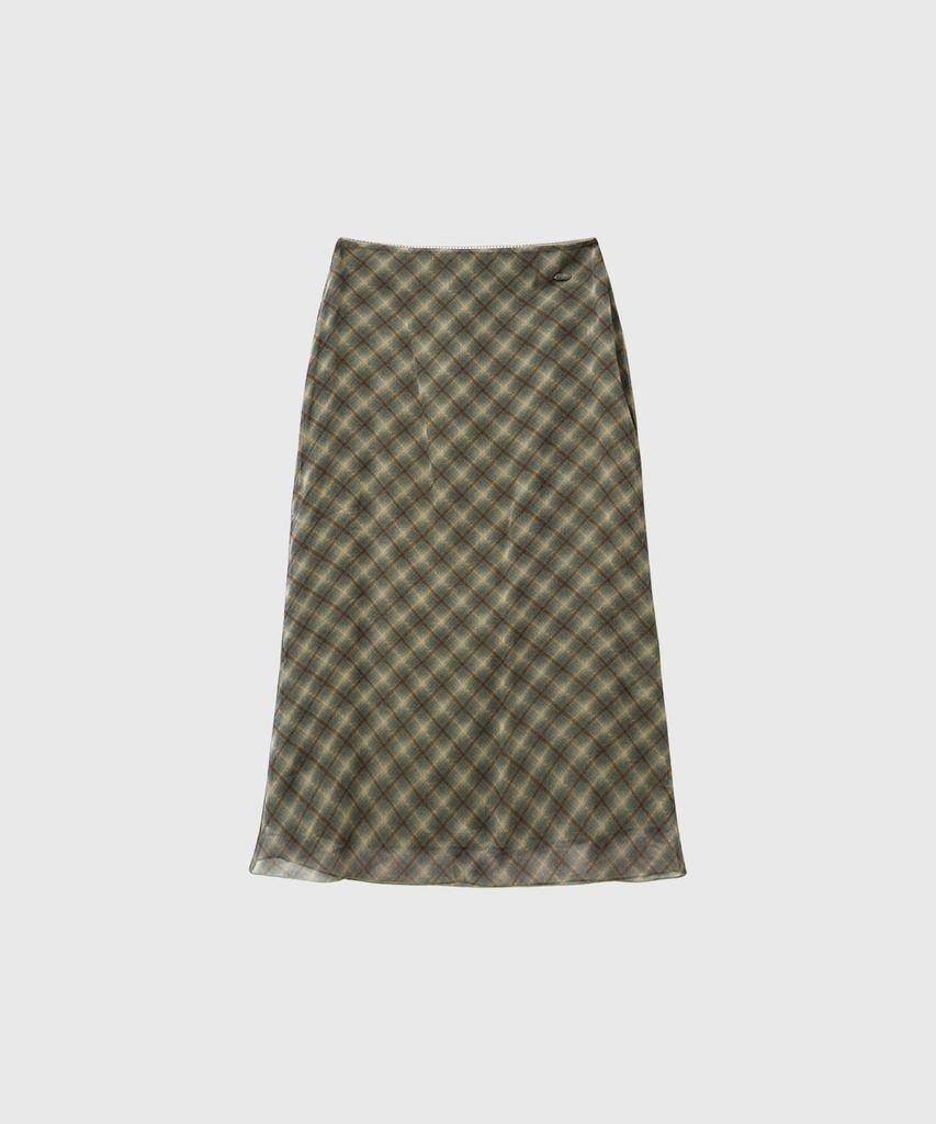 General Idea Check Sheer Long Skirt [Khaki] / Gf2Lsk510